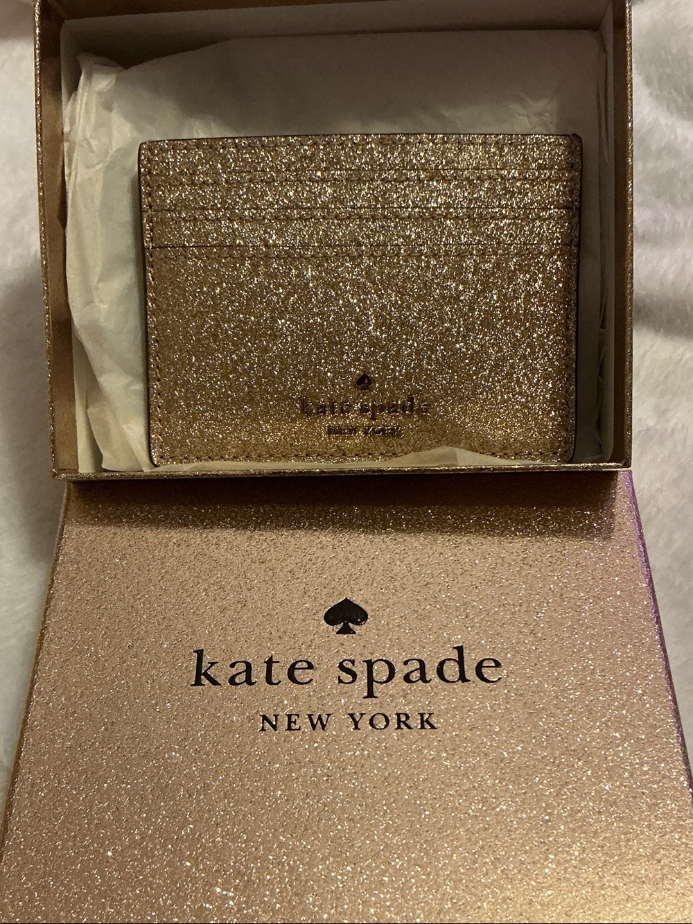kate spade Glitter Card Holder - Gold Sparkle Box Included - Picture 6 of 6